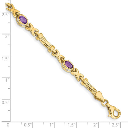 10K Gelbgold Amethyst 4 Stein Armband