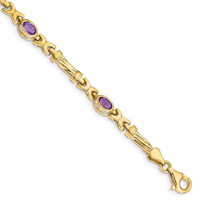 10K Gelbgold Amethyst 4 Stein Armband