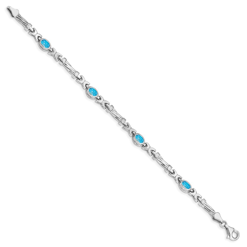 10K Weißgold Blautopas 4 Stein Armband