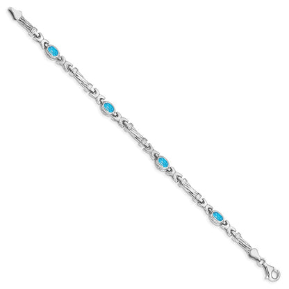 10K Weißgold Blautopas 4 Stein Armband