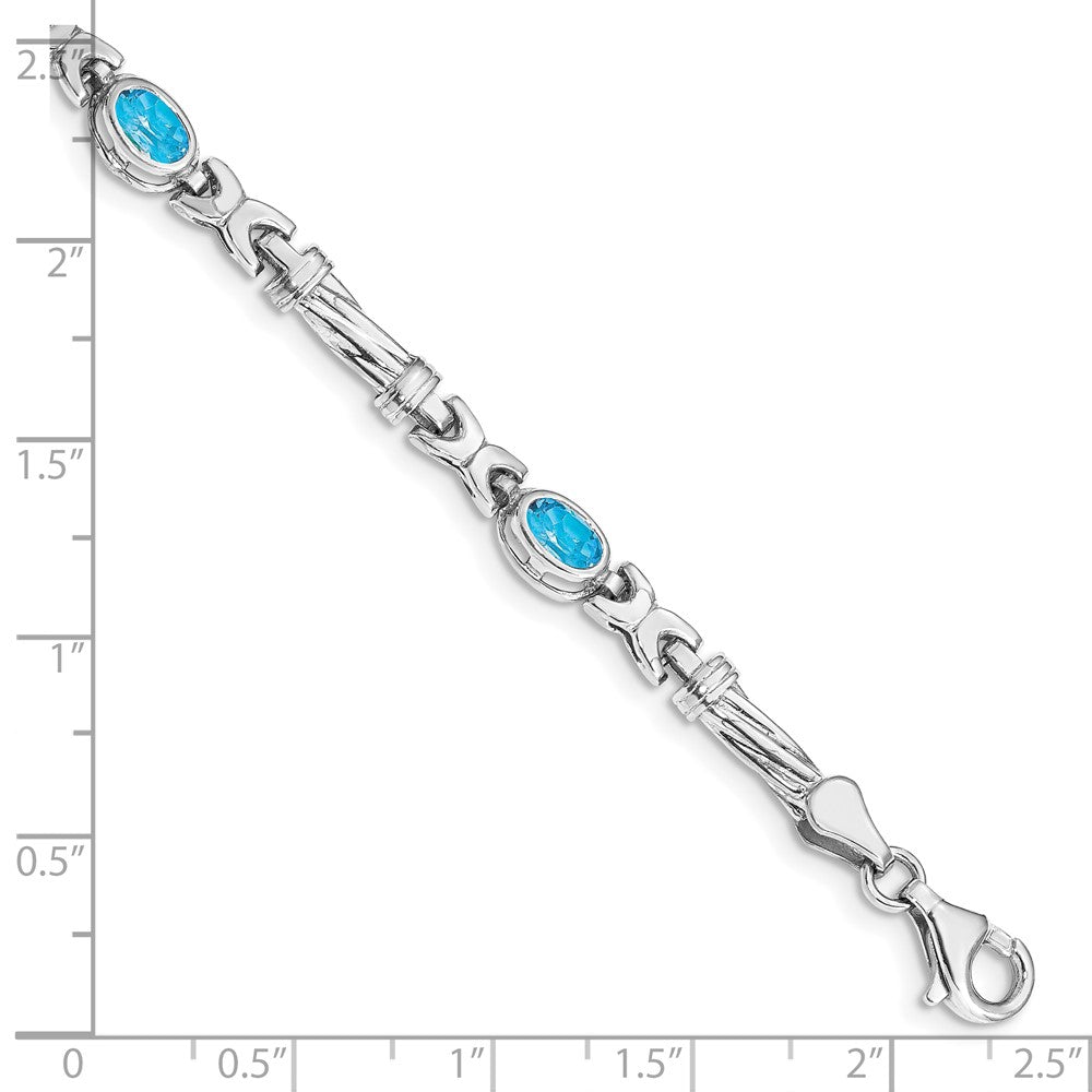 10K Weißgold Blautopas 4 Stein Armband