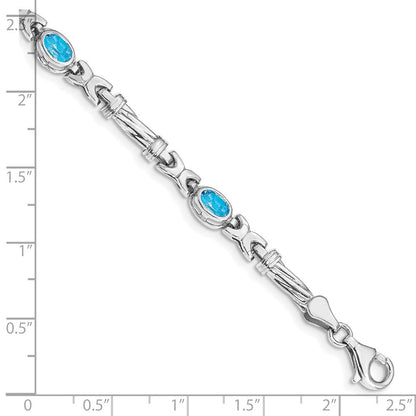 10K Weißgold Blautopas 4 Stein Armband