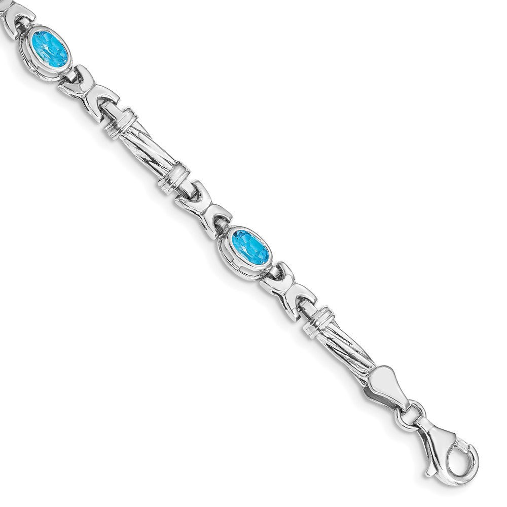 10K Weißgold Blautopas 4 Stein Armband
