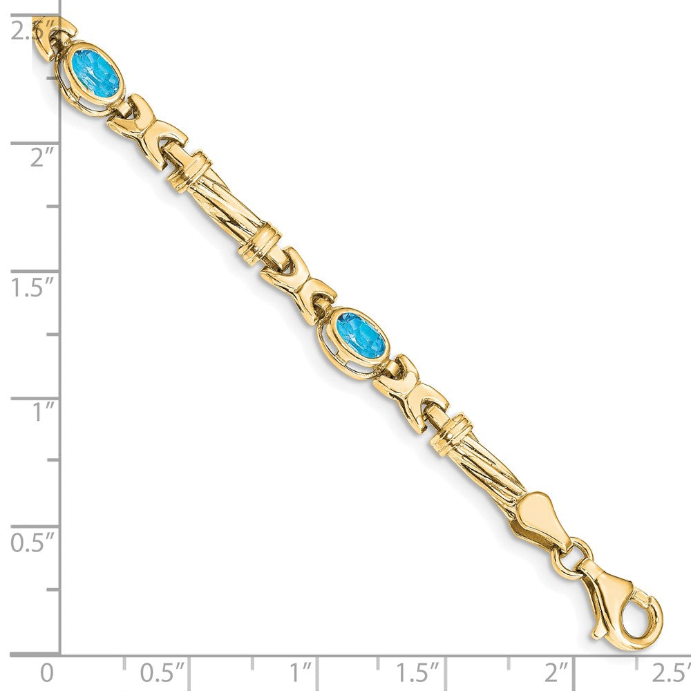 10K Gelbgold Blautopas 4 Stein Armband
