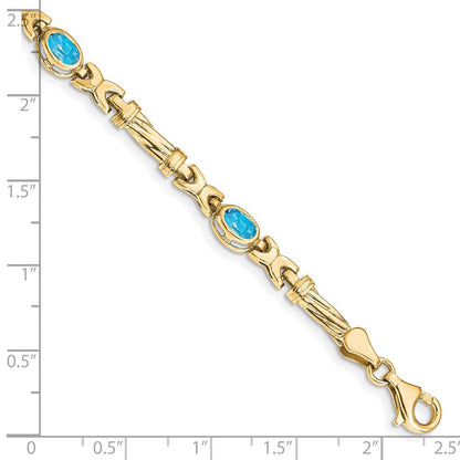 10K Gelbgold Blautopas 4 Stein Armband