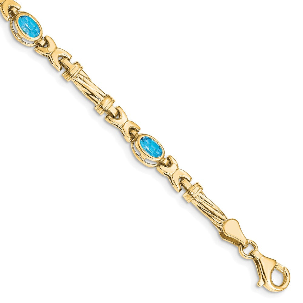 10K Gelbgold Blautopas 4 Stein Armband