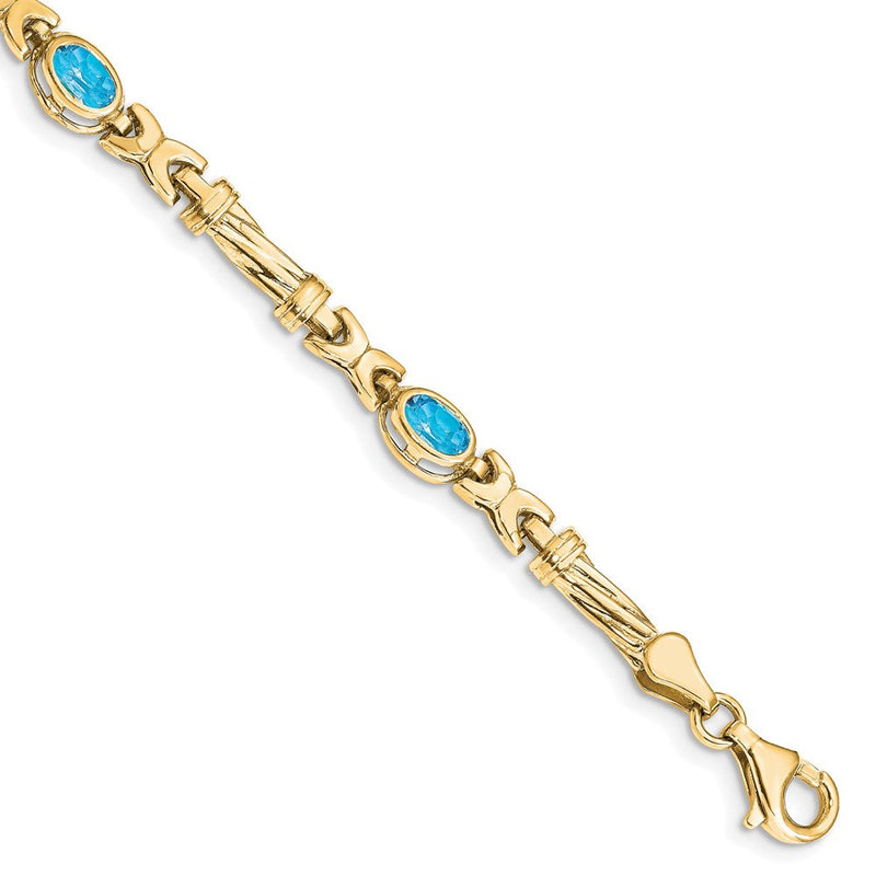 10K Gelbgold Blautopas 4 Stein Armband