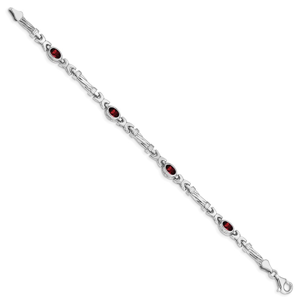 10K Weißgold Granat 4 Stein Armband