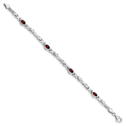10K Weißgold Granat 4 Stein Armband