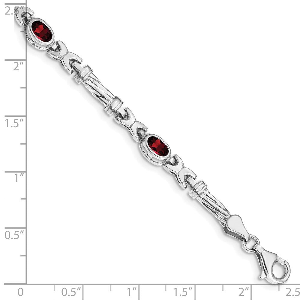 10K Weißgold Granat 4 Stein Armband