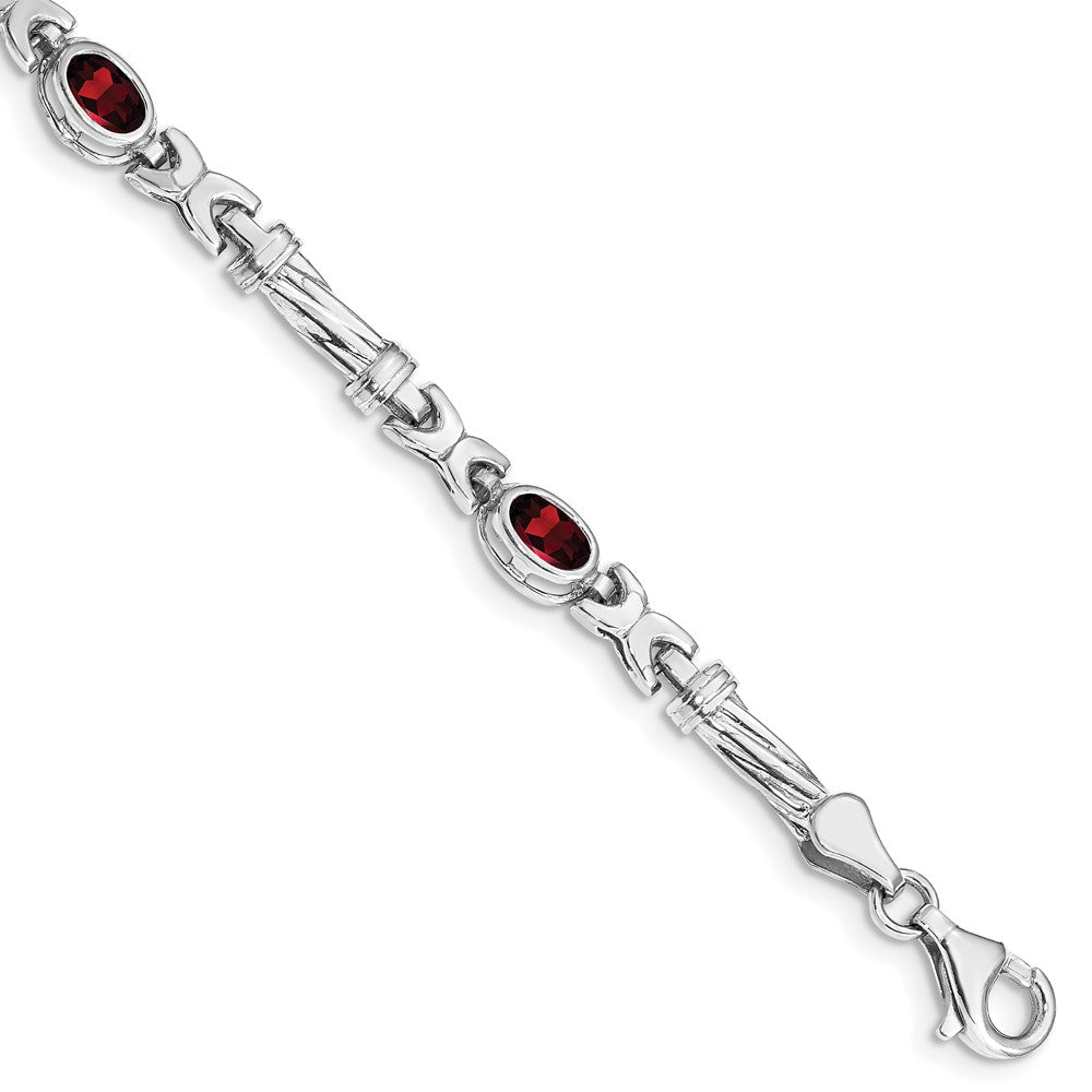 10K Weißgold Granat 4 Stein Armband