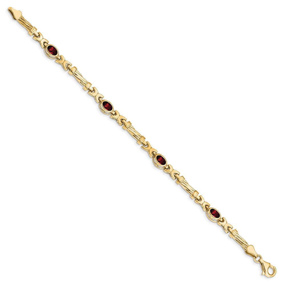 10K Gelbgold Granat 4 Stein Armband