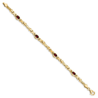 10K Gelbgold Granat 4 Stein Armband