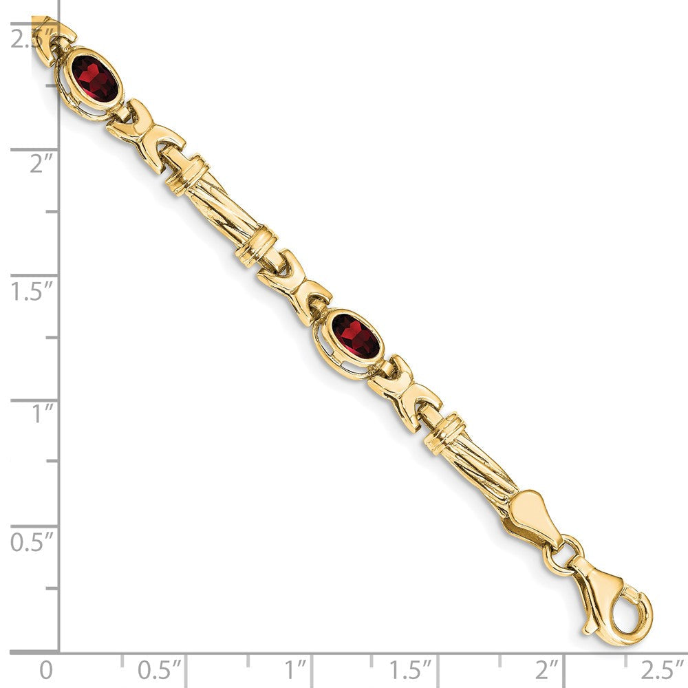 10K Gelbgold Granat 4 Stein Armband