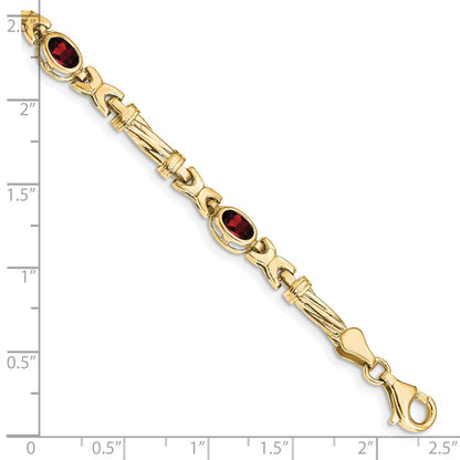 10K Gelbgold Granat 4 Stein Armband