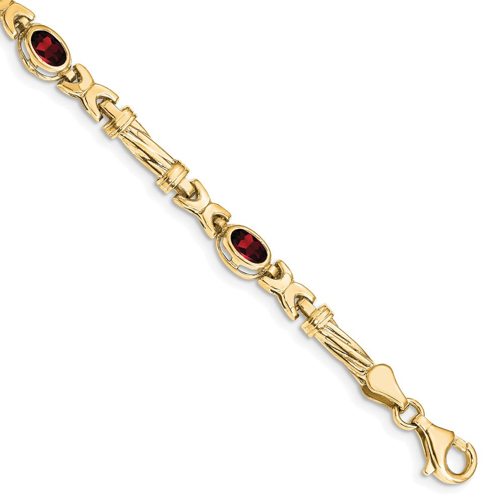 10K Gelbgold Granat 4 Stein Armband