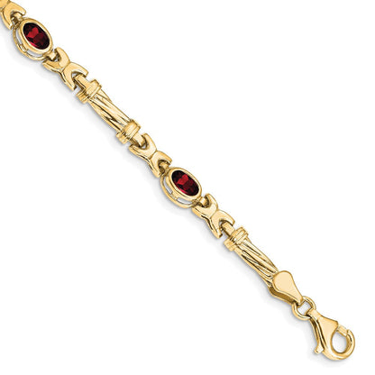 10K Gelbgold Granat 4 Stein Armband