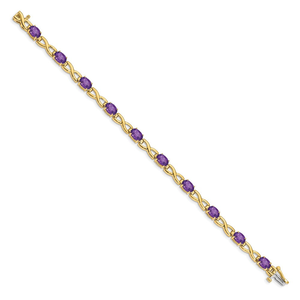 14-Karat-Gelbgold-Armband mit ovalem Amethyst, 7 x 5 mm