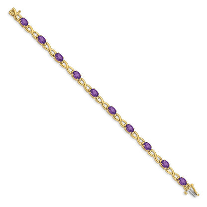 14-Karat-Gelbgold-Armband mit ovalem Amethyst, 7 x 5 mm