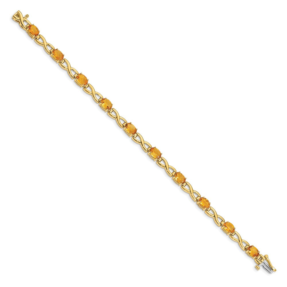 14K Gelbgold Armband mit ovalem Citrin, 7x5 mm
