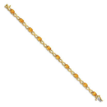 14K Gelbgold Armband mit ovalem Citrin, 7x5 mm