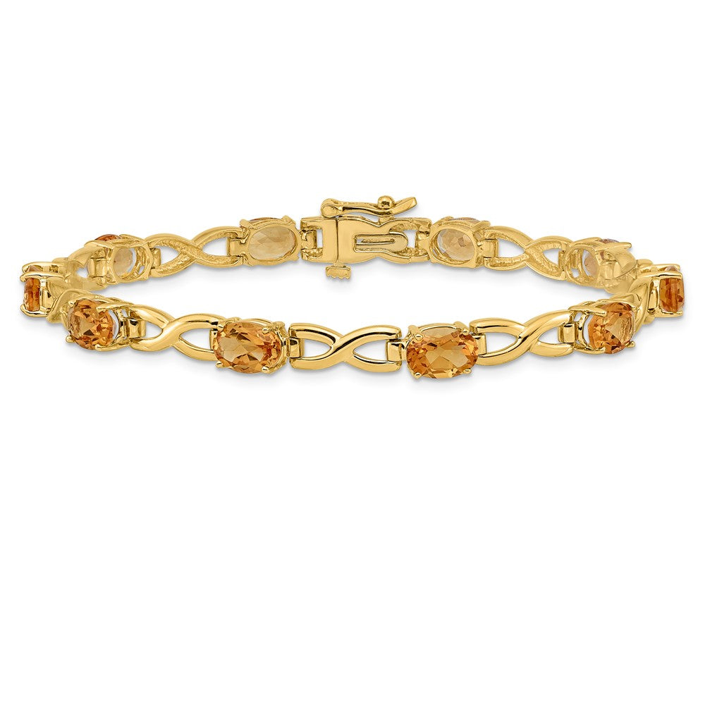 14K Gelbgold Armband mit ovalem Citrin, 7x5 mm