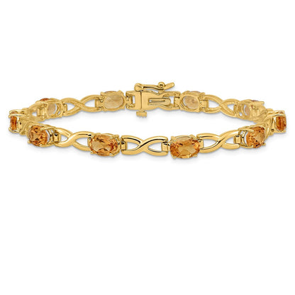 14K Gelbgold Armband mit ovalem Citrin, 7x5 mm