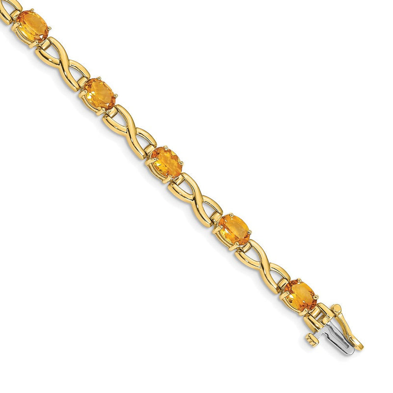 14K Gelbgold Armband mit ovalem Citrin, 7x5 mm