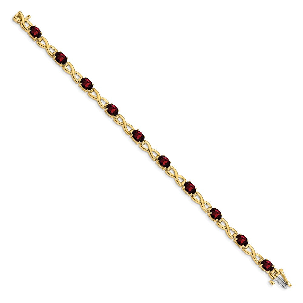 14K Gelbgold Armband mit 7x5 mm ovalem Granat