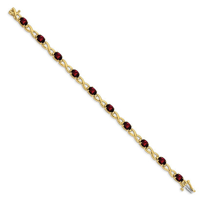 14K Gelbgold Armband mit 7x5 mm ovalem Granat