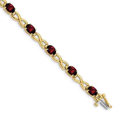 14K Gelbgold Armband mit 7x5 mm ovalem Granat
