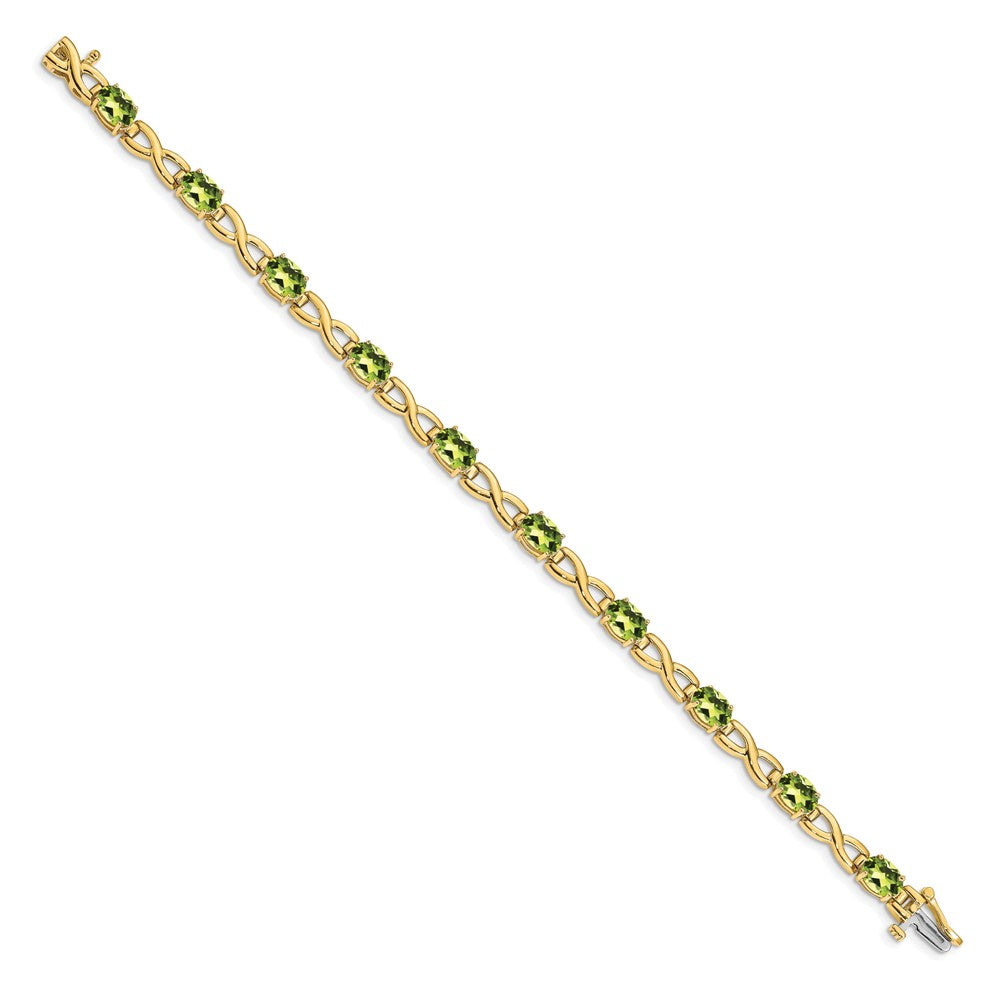 14K Gelbgold Armband mit ovalem Peridot, 7x5 mm