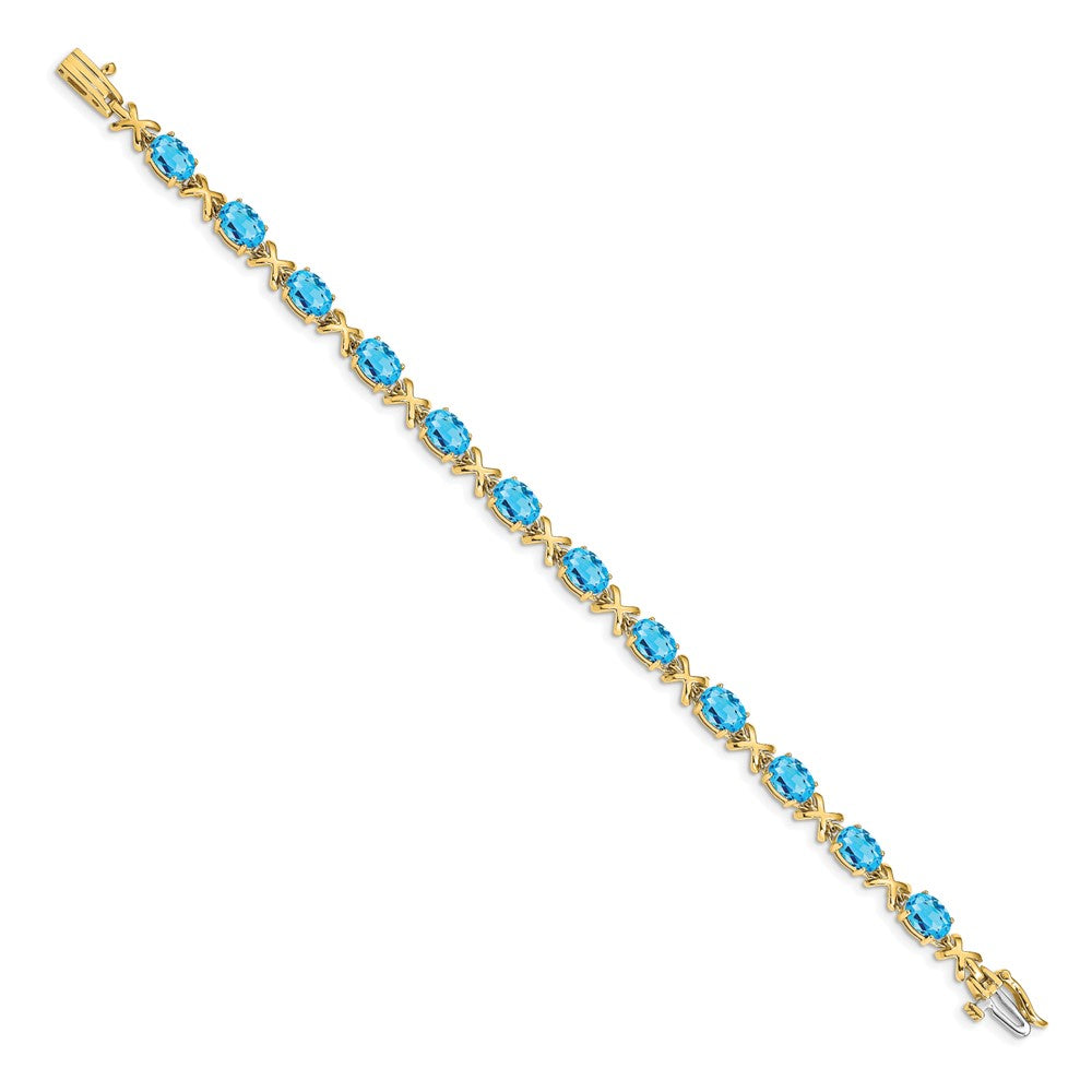 14K Gelbgold Armband mit 7x5 mm ovalem Blautopas