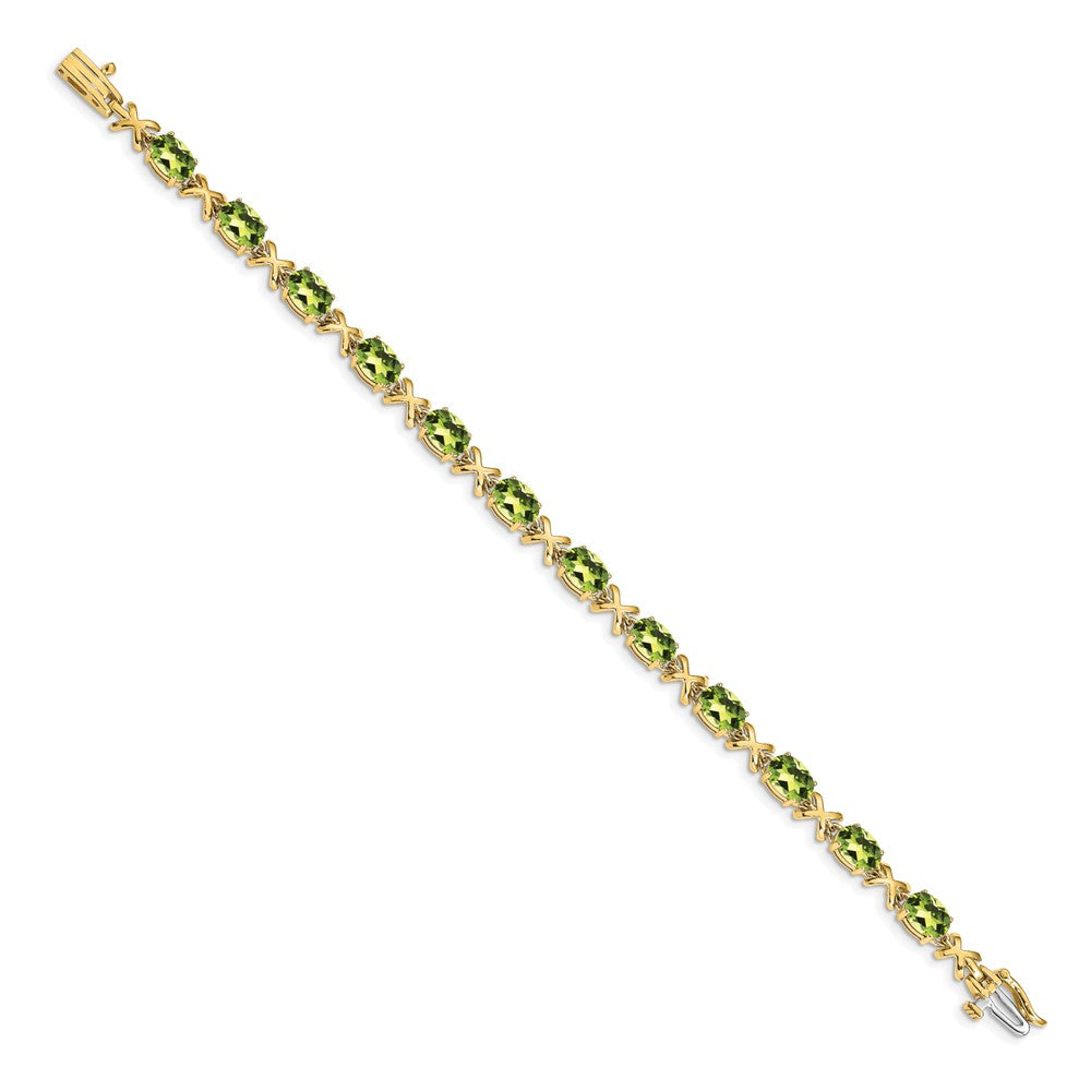 14K Gelbgold Armband mit ovalem Peridot 7x5mm