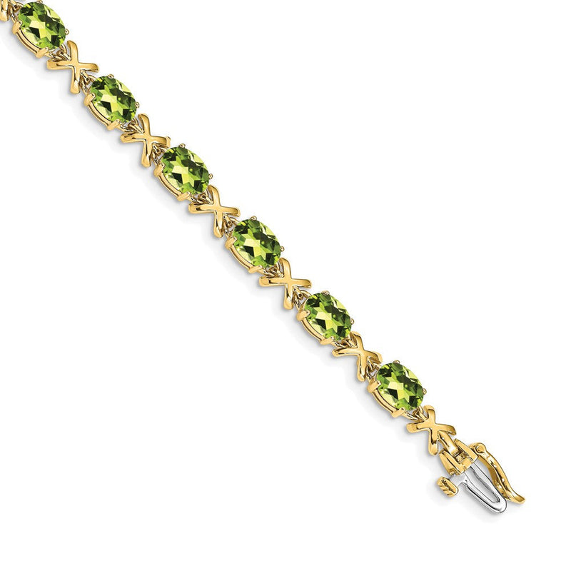 14K Gelbgold Armband mit ovalem Peridot 7x5mm