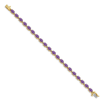 14K Gelbgold Armband mit ovalem Amethyst 6x4mm