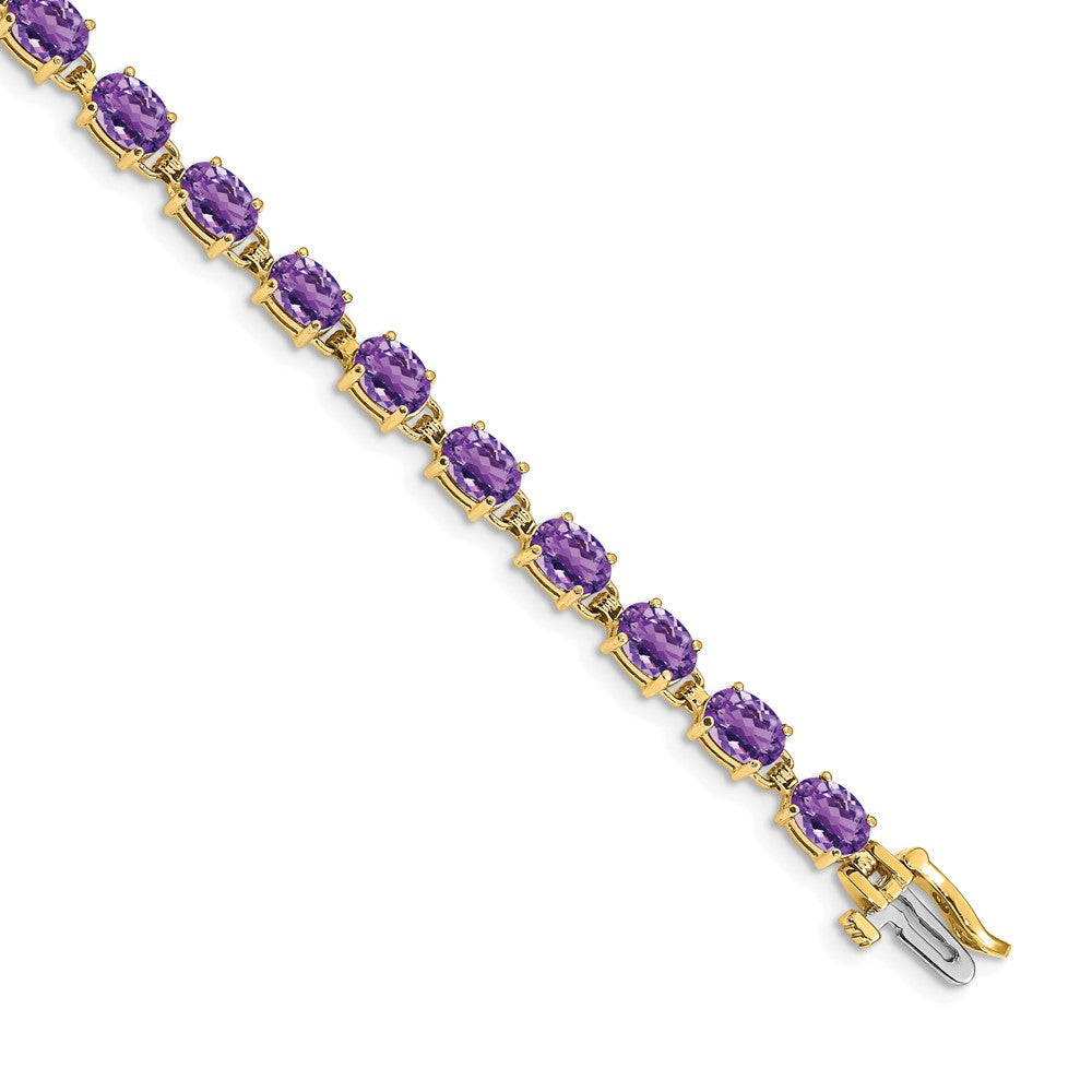 14K Gelbgold Armband mit ovalem Amethyst 6x4mm