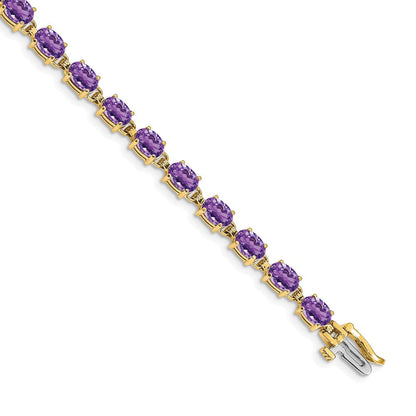 14K Gelbgold Armband mit ovalem Amethyst 6x4mm