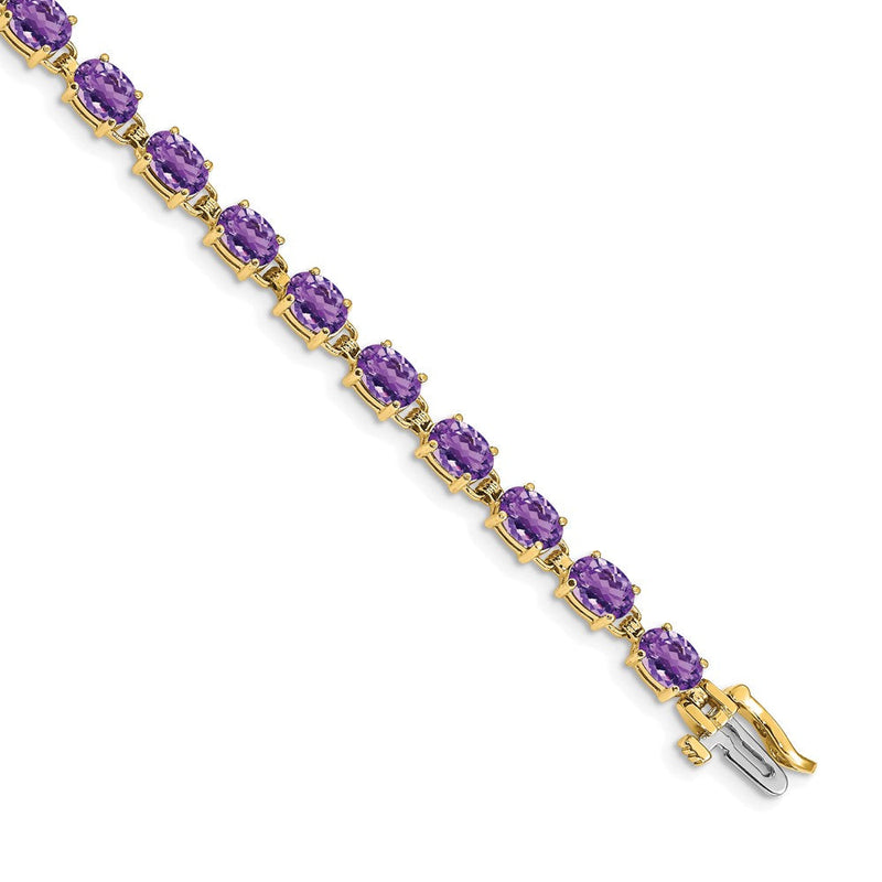 14K Gelbgold Armband mit ovalem Amethyst 6x4mm