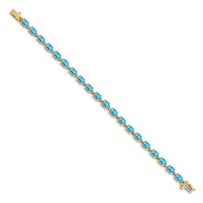 14K Gelbgold Armband mit blauem Swiss Blue Topaz, oval, 6x4 mm