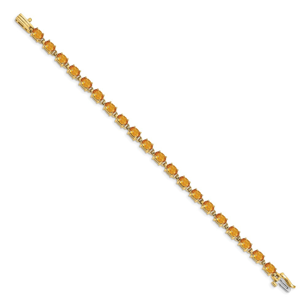 14K Gelbgold Armband mit ovalem Citrin, 6x4mm