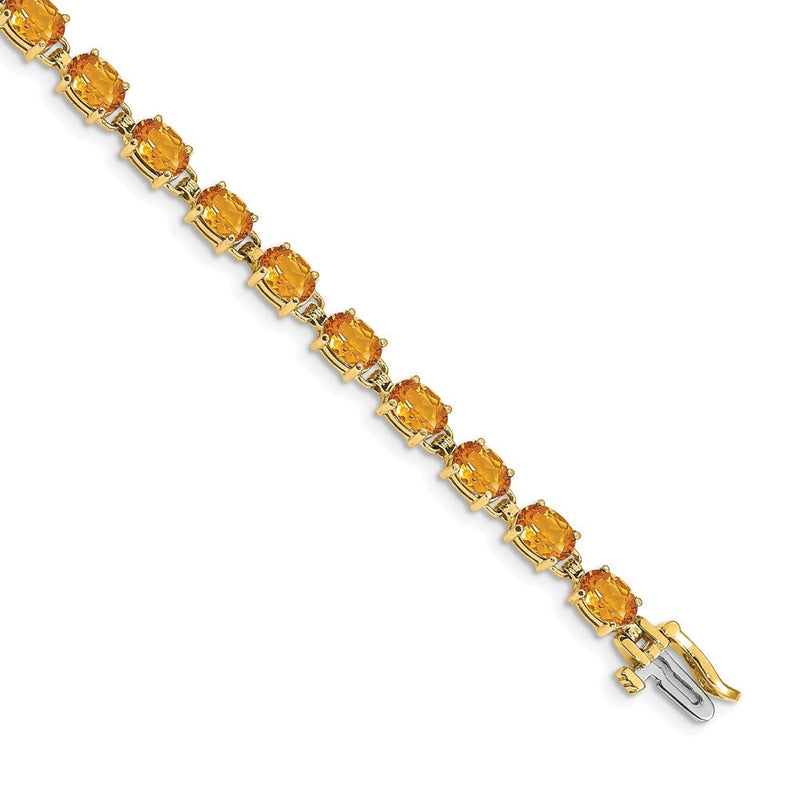 14K Gelbgold Armband mit ovalem Citrin, 6x4mm