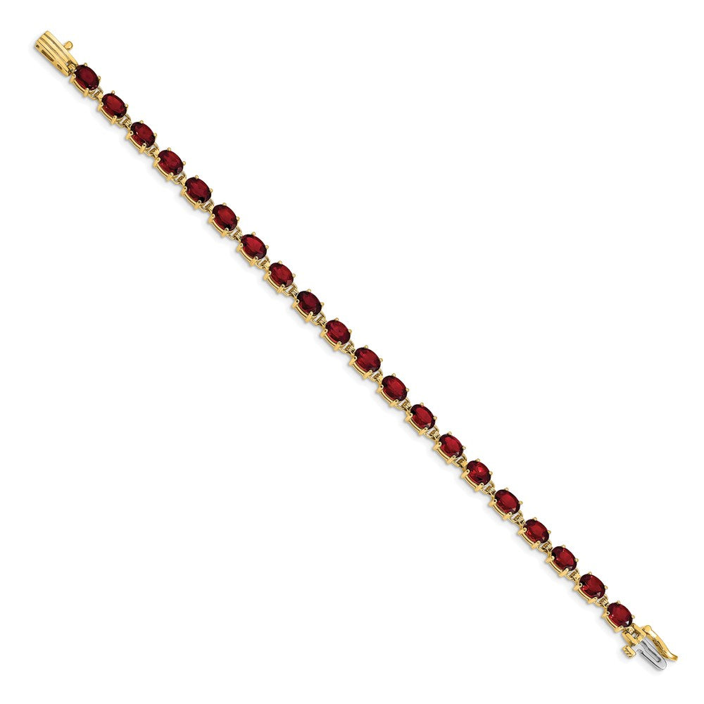 14K Gelbgold Armband mit ovalem Granat, 6 x 4 mm
