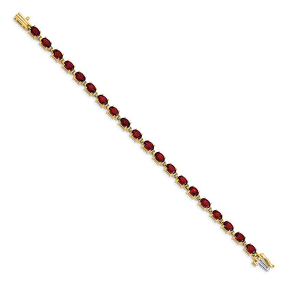 14K Gelbgold Armband mit ovalem Granat, 6 x 4 mm