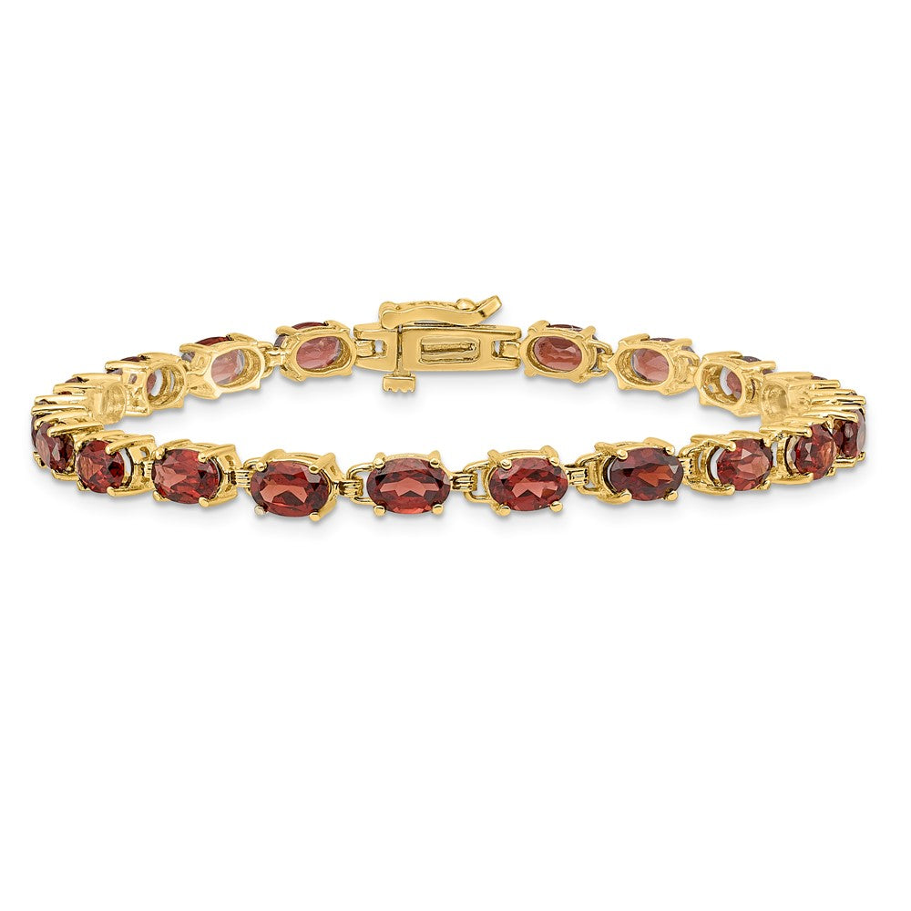 14K Gelbgold Armband mit ovalem Granat, 6 x 4 mm