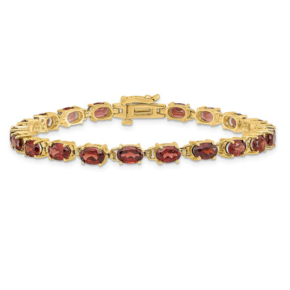 14K Gelbgold Armband mit ovalem Granat, 6 x 4 mm
