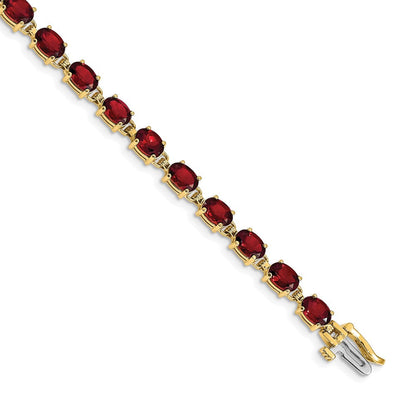 14K Gelbgold Armband mit ovalem Granat, 6 x 4 mm