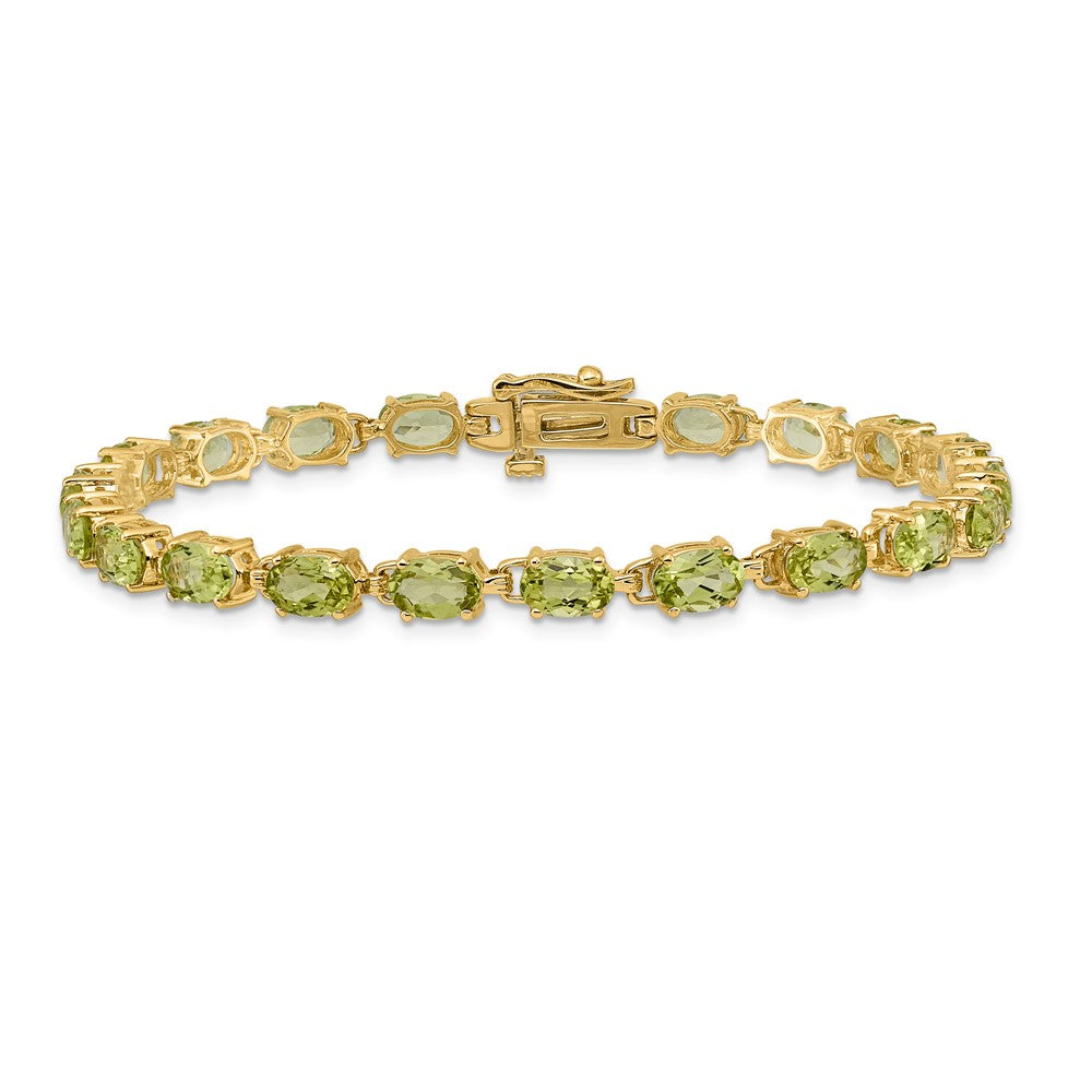 14K Gelbgold Armband mit ovalem Peridot 6x4mm