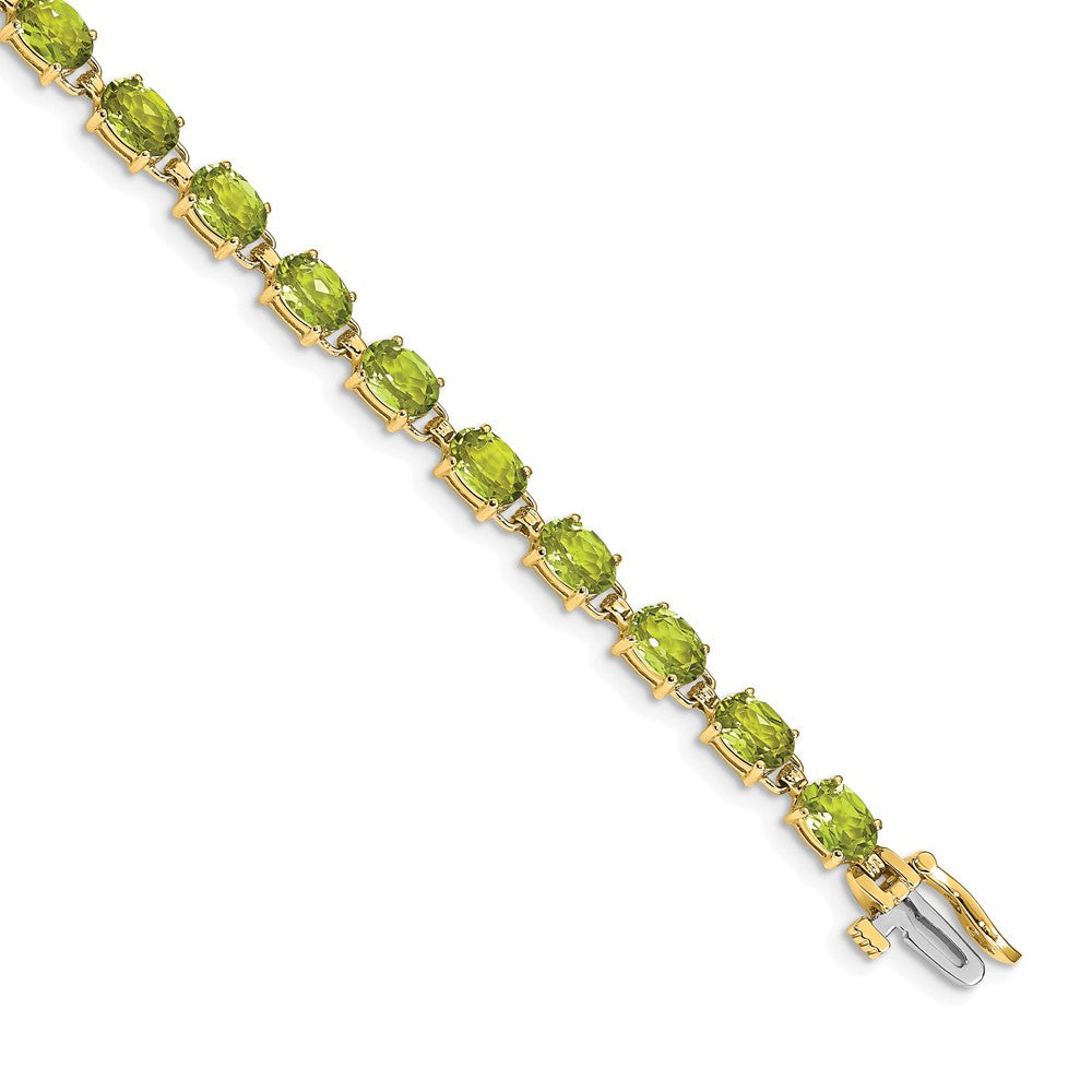 14K Gelbgold Armband mit ovalem Peridot 6x4mm