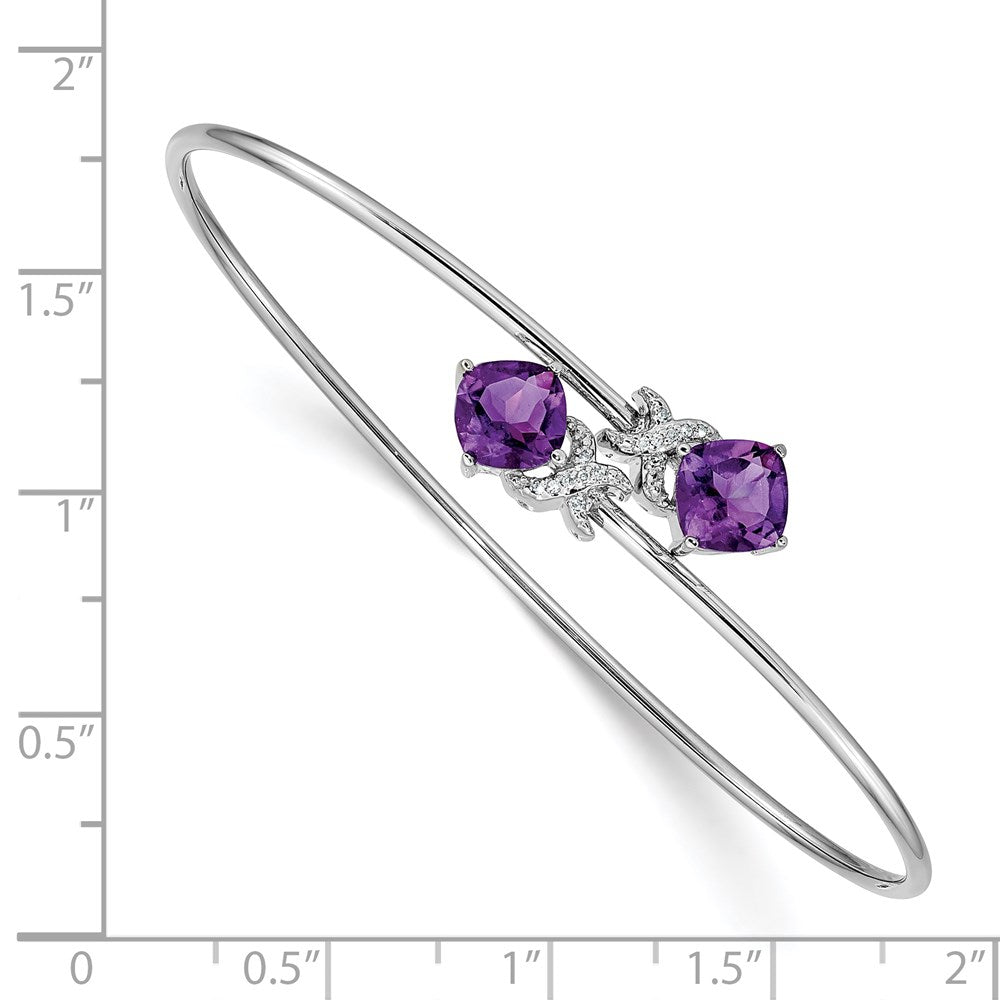 14K Gelbgold Armband, flexibel, mit Amethyst und natürlichem Diamant